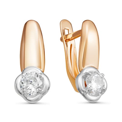 Золотые серьги с фианитом DEL'TA 127084 Золотые серьги с фианитом DEL'TA 127084