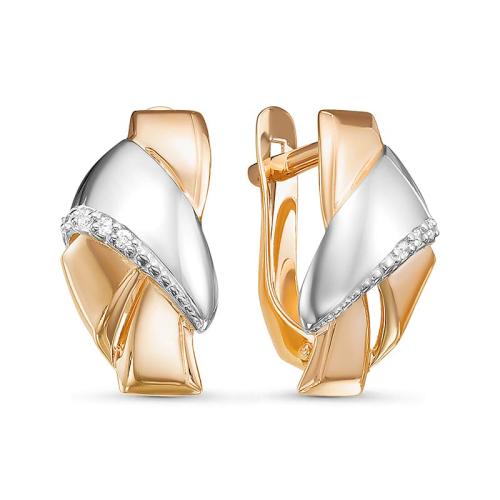 Золотые серьги с фианитом DEL'TA 127215