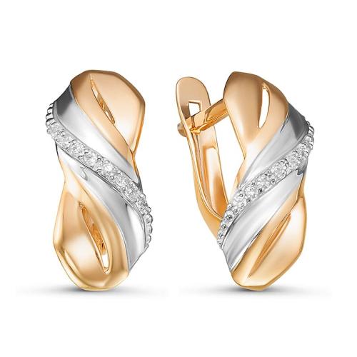 Золотые серьги с фианитом DEL'TA 127216