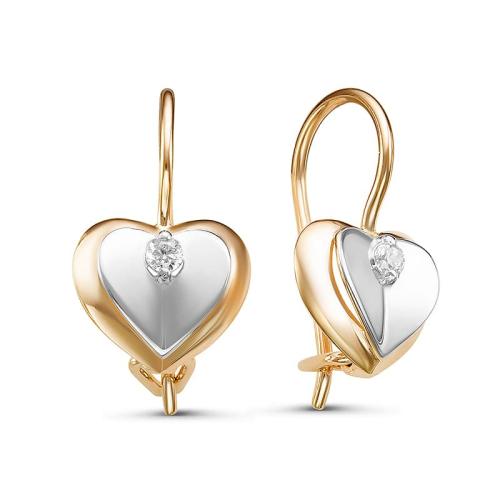 Золотые серьги с фианитом DEL'TA 127538