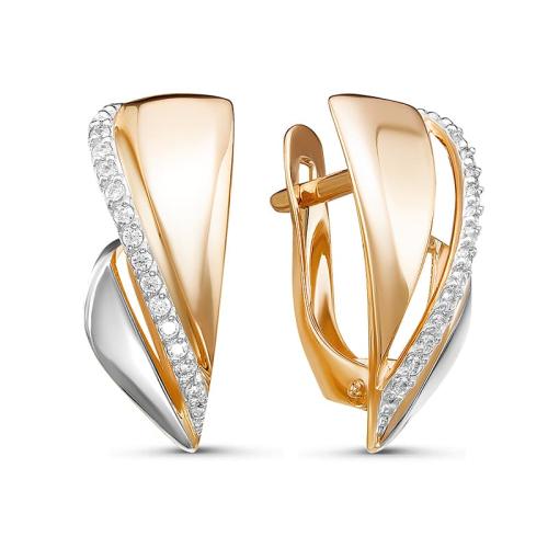 Золотые серьги с фианитом DEL'TA 127555