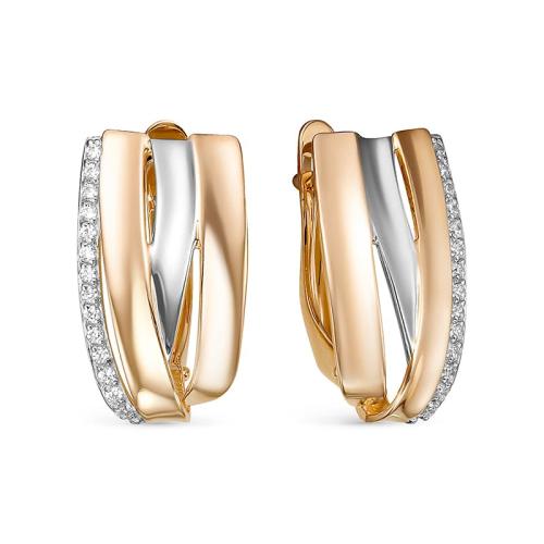 Золотые серьги с фианитом DEL'TA 128178