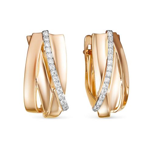 Золотые серьги с фианитом DEL'TA 128182