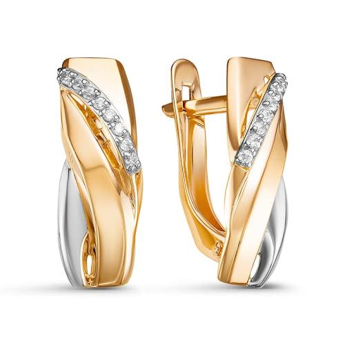 Золотые серьги с фианитом DEL'TA 128320