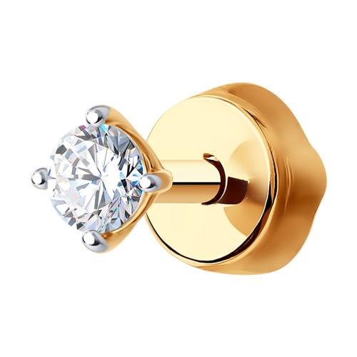 Золотые одиночные серьги с фианитом SOKOLOV 170022 Золотые одиночные серьги с фианитом SOKOLOV 170022