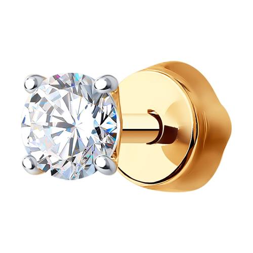 Золотые одиночные серьги с фианитом SOKOLOV 170025 Золотые одиночные серьги с фианитом SOKOLOV 170025