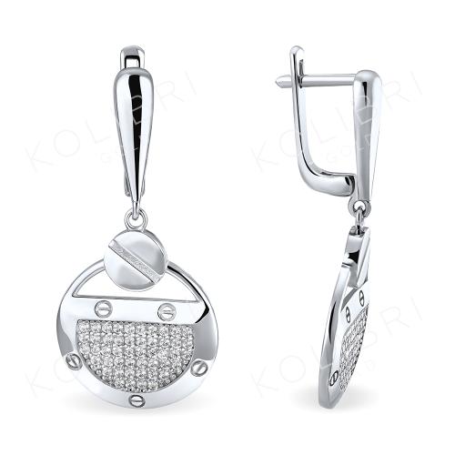 Серьги из белого золота с фианитом ДАРИНА 1с40530