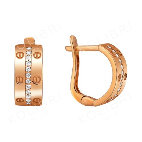Золотые серьги с фианитом ДАРИНА 1с40605