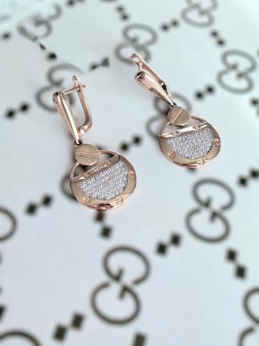 Золотые длинные серьги с фианитом ДАРИНА 1с40742