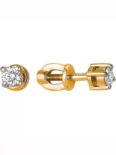 Золотые серьги пусеты-гвоздики с бриллиантом МАСТЕР БРИЛЛИАНТ 2-104-735