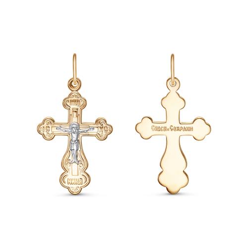 Золотая подвеска крест ЗОЛОТЫЕ УЗОРЫ 20-0224