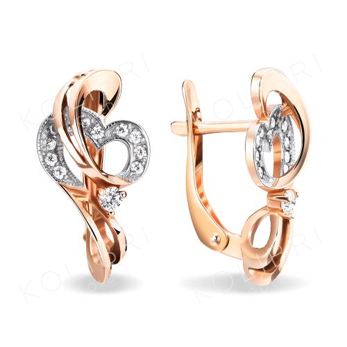 Золотые серьги с фианитом АТОЛЛ 20151