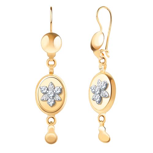 Золотые длинные серьги с фианитом АТОЛЛ 20181 Золотые длинные серьги с фианитом АТОЛЛ 20181