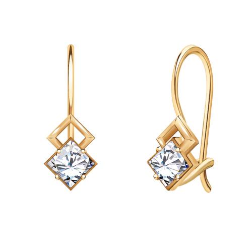 Золотые серьги с фианитом АТОЛЛ 20257