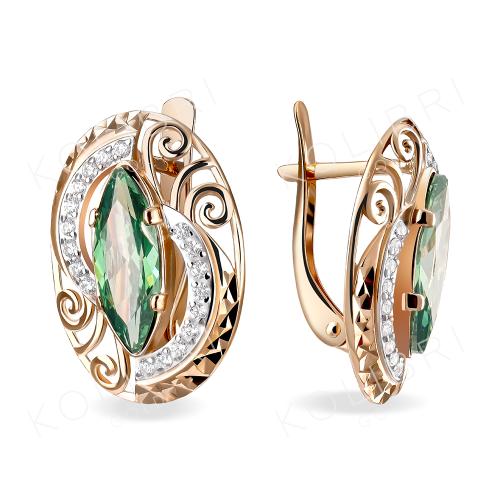 Золотые серьги с фианитом АТОЛЛ 20496ас2