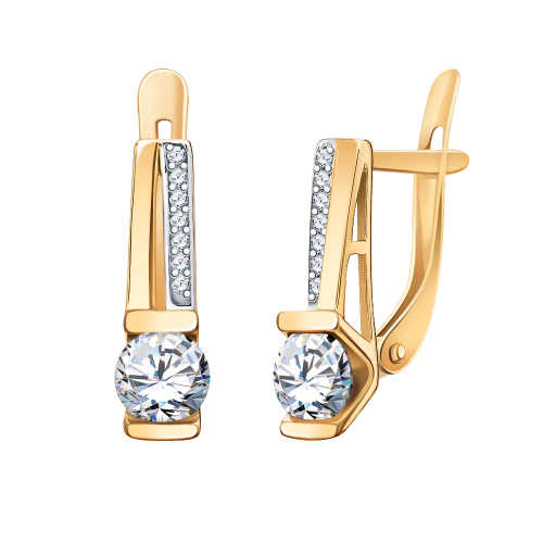 Золотые серьги с фианитом АТОЛЛ 20556