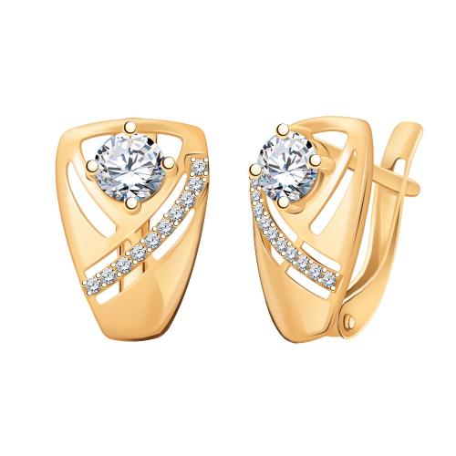 Золотые серьги с фианитом АТОЛЛ 20676