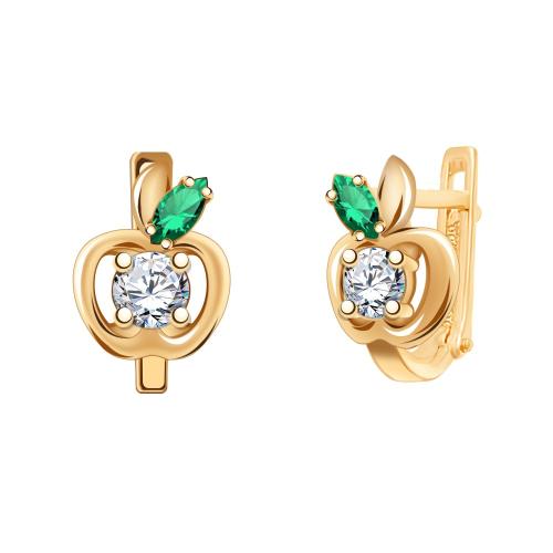 Золотые серьги с фианитом АТОЛЛ 21025