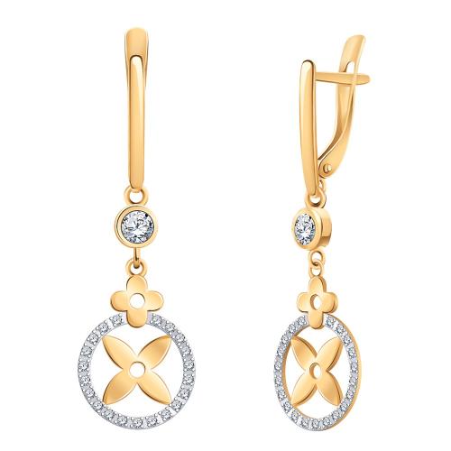 Золотые серьги с фианитом АТОЛЛ 21218