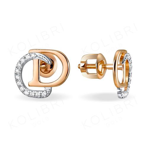 Золотые серьги пусеты-гвоздики с фианитом АТОЛЛ 21223
