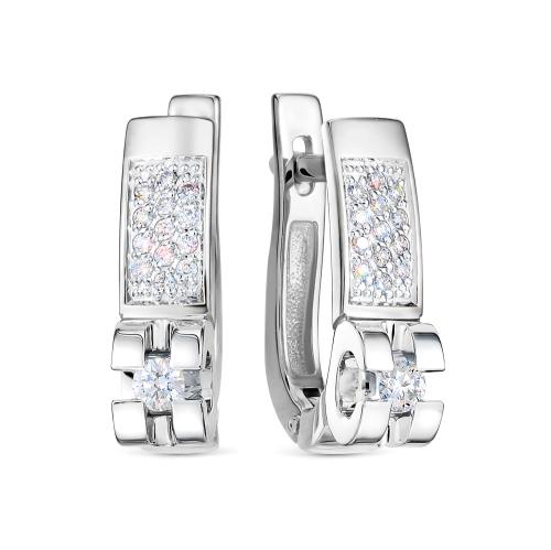 Серьги из белого золота с бриллиантом ЛЕТО 213-2200