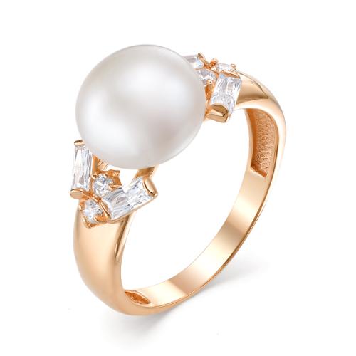 Золотое кольцо с жемчугом и фианитом DEFLEUR 21404A1