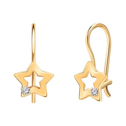 Золотые серьги с фианитом АТОЛЛ 22032