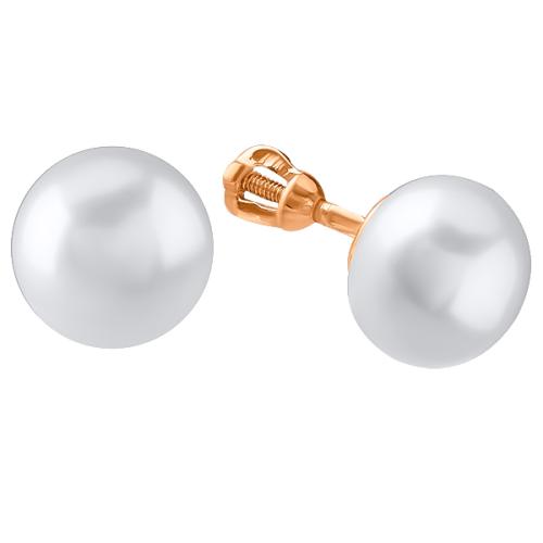 Золотые серьги пусеты-гвоздики с жемчугом DEFLEUR 22100A1D9