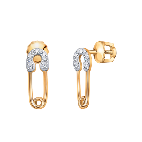 Золотые серьги пусеты-гвоздики с фианитом АТОЛЛ 22116