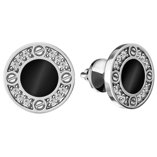 Серьги пусеты-гвоздики из белого золота с фианитом SANIS 28-258716