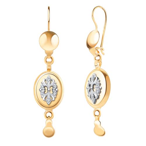 Золотые длинные серьги с фианитом АТОЛЛ 2832