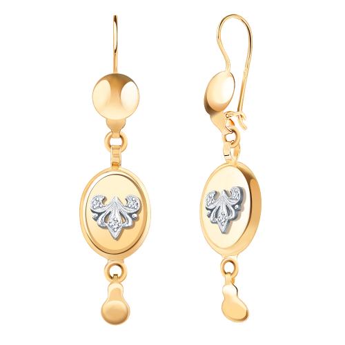 Золотые длинные серьги с фианитом АТОЛЛ 2834