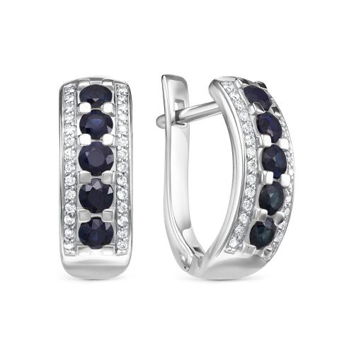 Серьги дорожки из белого золота с бриллиантом и сапфиром VESNA 2861-251-03-00