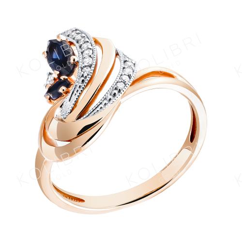 Золотое кольцо с бриллиантом и сапфиром БРИЛЛИАНТОВОЕ НАСЛЕДИЕ 29-02-1N00-0516
