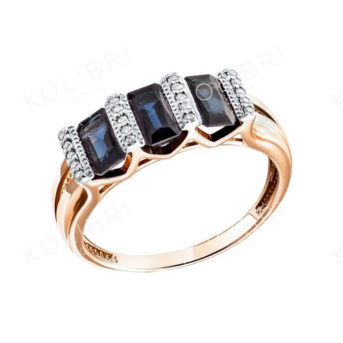 Золотое кольцо с бриллиантом и сапфиром АЛЕКСАНДРА 3011056