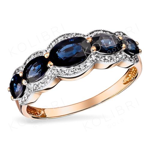 Золотое кольцо с бриллиантом и сапфиром АЛЕКСАНДРА 3011120