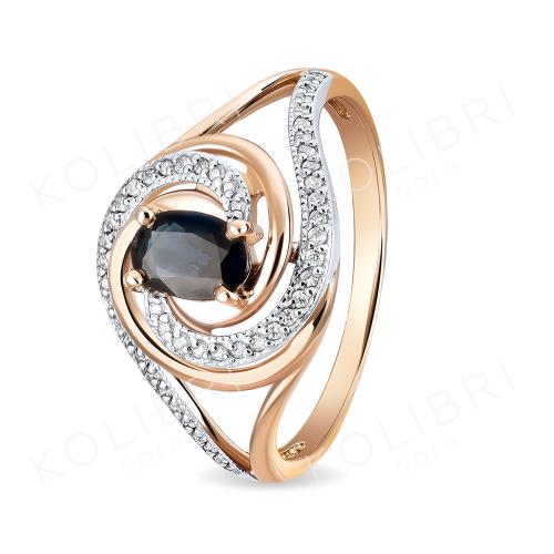 Золотое кольцо с бриллиантом и сапфиром АЛЕКСАНДРА 3011124