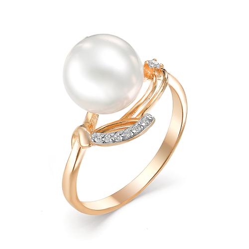 Золотое кольцо с жемчугом и фианитом DEFLEUR 31050A1