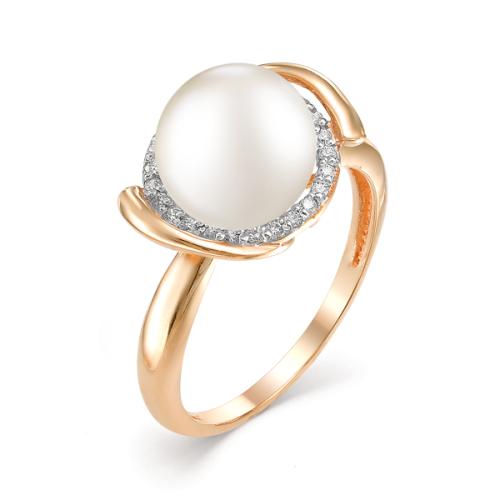 Золотое кольцо с жемчугом и фианитом DEFLEUR 31054A1