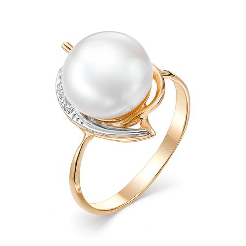 Золотое кольцо с жемчугом и фианитом DEFLEUR 31223A1