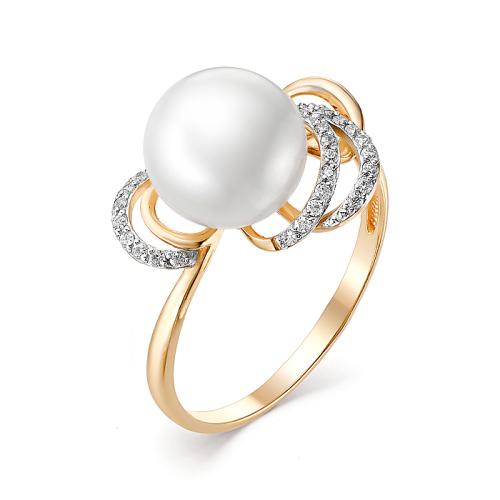 Золотое кольцо с жемчугом и фианитом DEFLEUR 31307A1