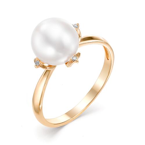 Золотое кольцо с жемчугом и фианитом DEFLEUR 31349A1