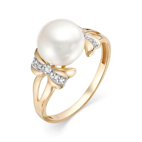 Золотое кольцо с жемчугом и фианитом DEFLEUR 31362A1