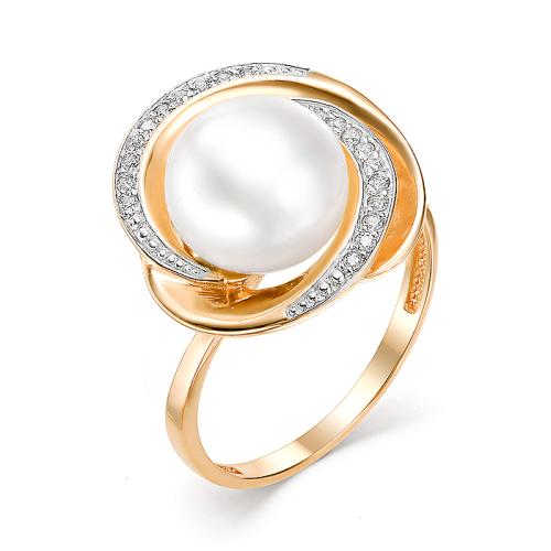 Золотое кольцо с жемчугом и фианитом DEFLEUR 31381A1