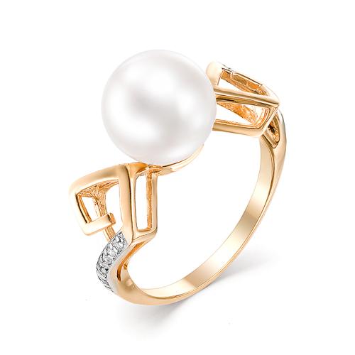 Золотое кольцо с жемчугом и фианитом DEFLEUR 31382A1