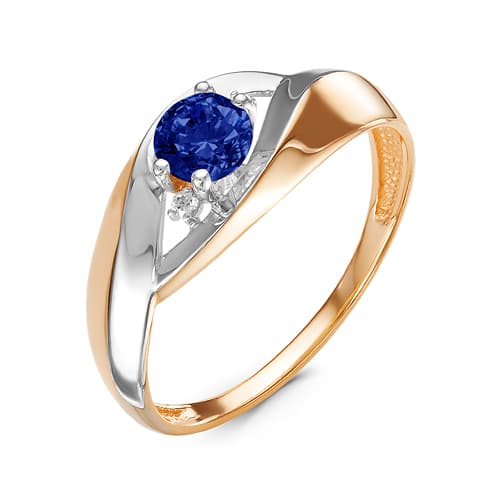 Золотое кольцо с сапфиром гидротермальным DEL'TA 314565
