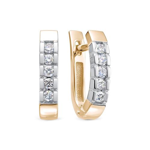 Золотые серьги дорожки с бриллиантом ЛЕТО 335-2100