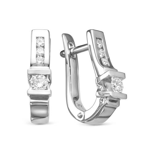 Серьги из белого золота с бриллиантом BRILLIANT STYLE 3414-21001