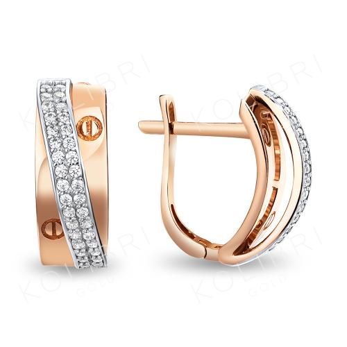 Золотые серьги с фианитом ВЫСТАВКА 36663