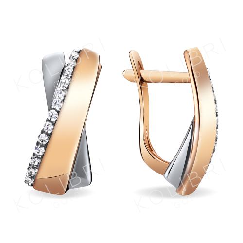 Золотые серьги с фианитом ВЫСТАВКА 3675